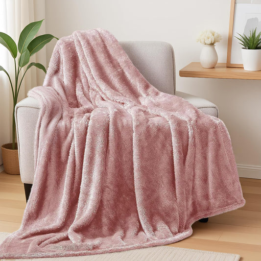 Plush Fuzzy Fleece Throw Blanket Extra Large, Super Soft, Fluffy and Warm Blankets for Couch, Bed, All Season Use (50x70 Inches, Pink)