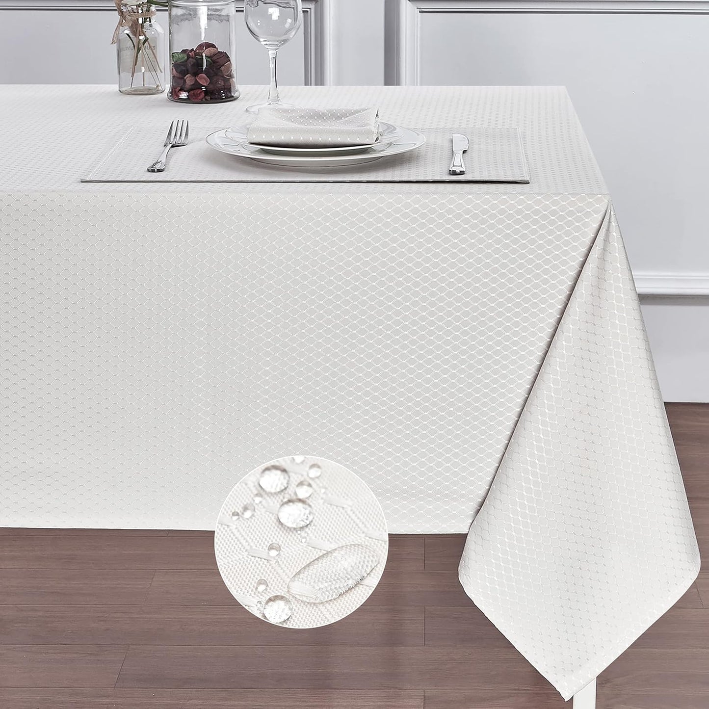 Rectangle Table Cloth Linen Farmhouse Stainproof Waterproof Washable Polyester Oblong Rectangular Fabric Table Cover for Kitchen Dining Dinner (Red, 52 X 70 Inch)