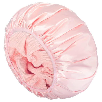 Shower Cap,Terry Lined Shower Cap for Women Reusable, Triple Layer Waterproof Bath Cap, Extra Large for Women Long Hair(Black)