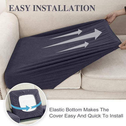 Couch Cushion Covers Seat Cushion Cover Stretch Couch Cover Separate Sectional Sofa Slipcovers Furniture Protector(3 Pieces for Seat or Sofa Backrest, Dark Grey)
