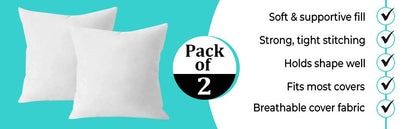 QUBA LINEN 18 x 18 Throw Pillow Insert - Pack of 2 White, Down Alternative Pillow Inserts for Decorative Pillow Covers, Throw Pillows for Bed, Couch Pillows for Living Room (Pack of 2)
