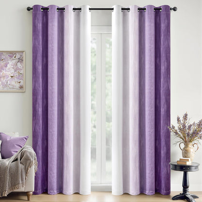 Ombre 100% Blackout Curtains, Navy Blue and Greyish White Full Room Darkening Thermal Insulated 84 Inches Long Drapes for Bedroom/Living Room Grommet Window Treatments Modern 52Wx84L, Set of 2